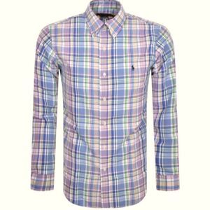 Ralph Lauren Boys Plaid Poplin Button Down Long Sleeve Shirt Large